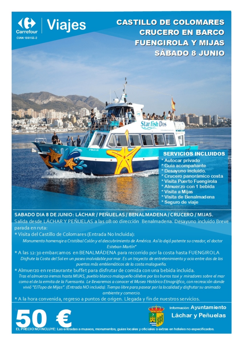 Viaje a Benalmádena, Visita Castillo de Colomares, Crucero en Barco Hasta Fuengirola